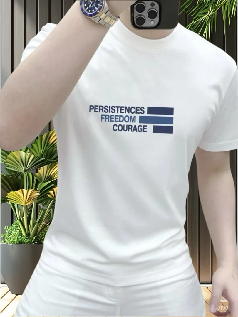 纯棉短袖T恤男款2025新款春夏潮牌男装时尚潮流印花百搭半袖上衣