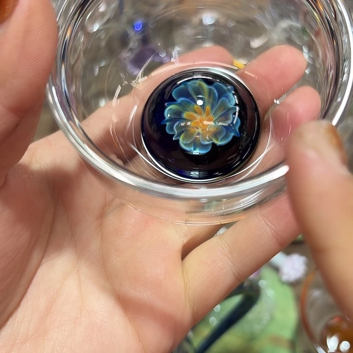 玻璃茶器风水缸蓝花语
