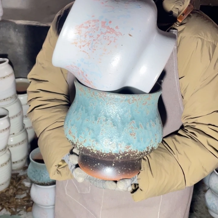 紫砂花盆口17高20瑕疵瑕疵