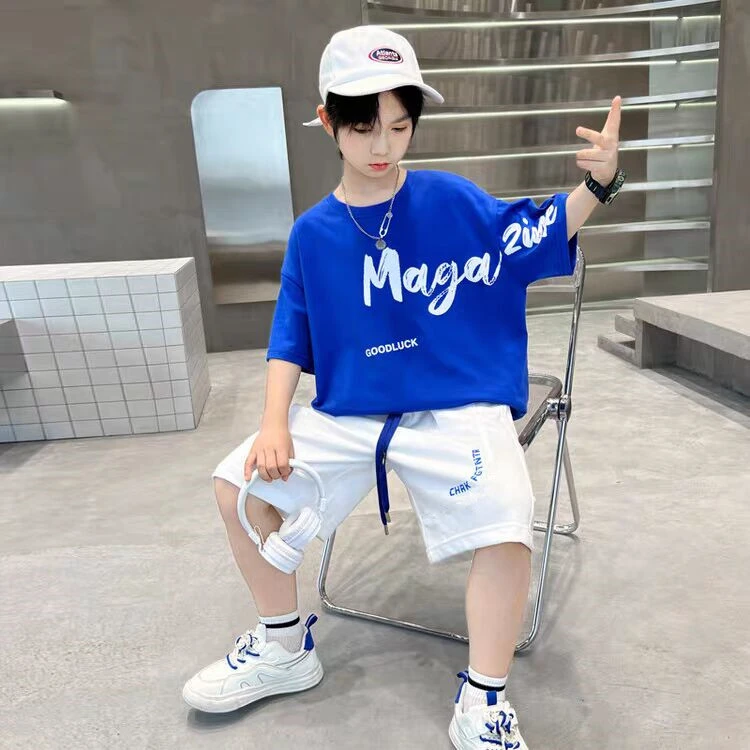 【100%纯棉】男童夏季套装2025中大童夏装男孩帅气短袖儿童时髦夏款