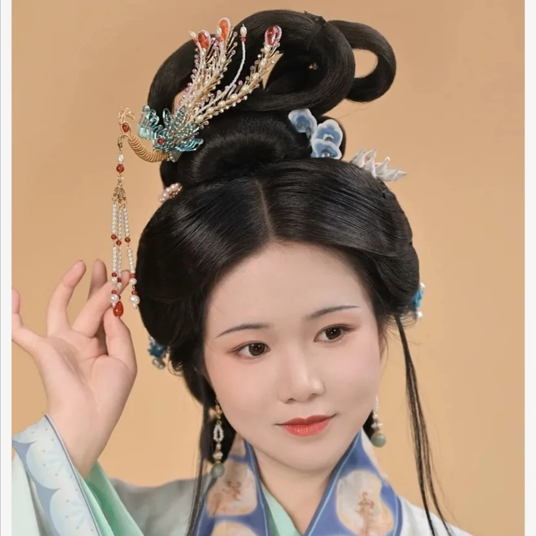 【宠粉福利】团紫原创掐丝偏凤三尾金丝凤新娘汉服古装头饰配饰