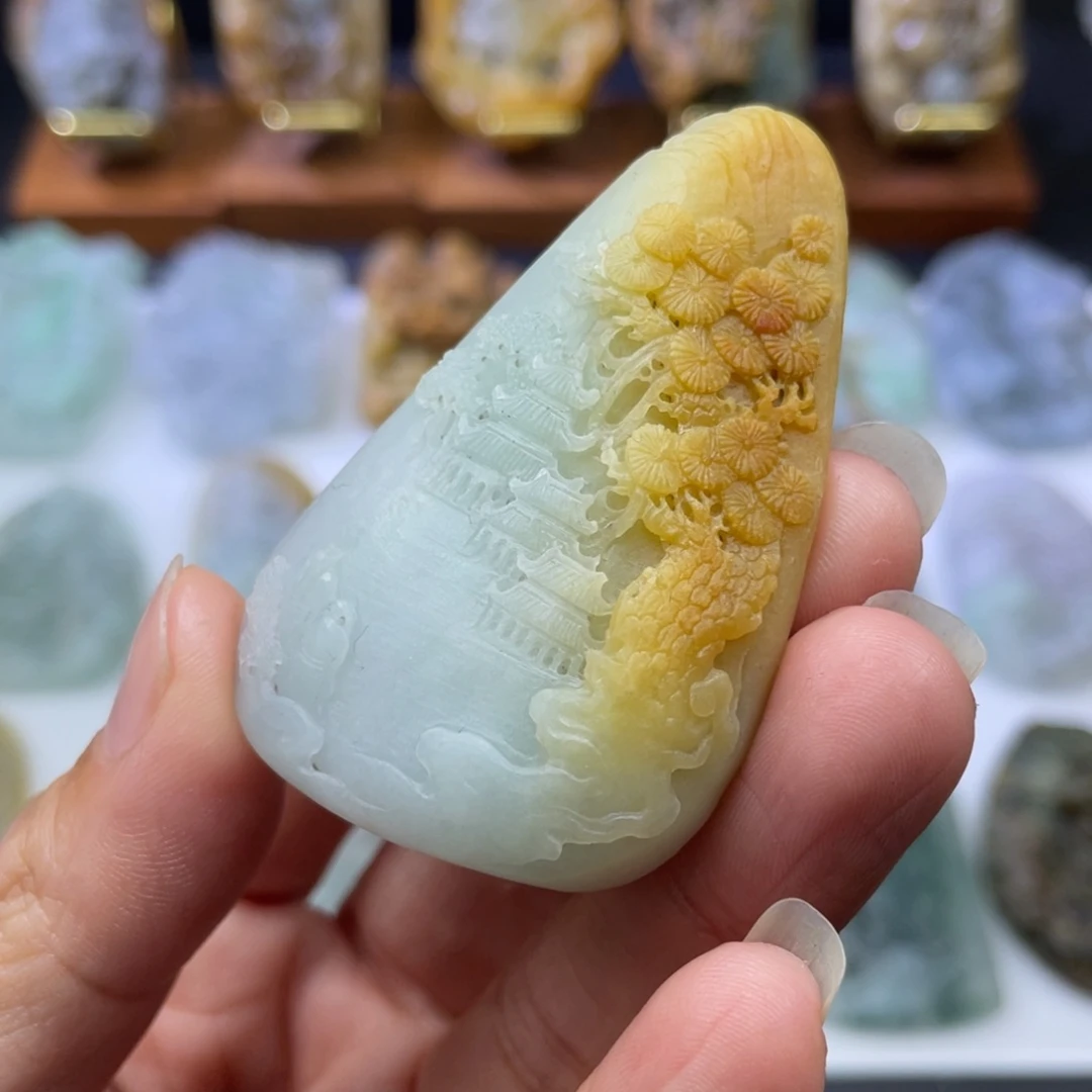 定制翡翠未镶嵌山水