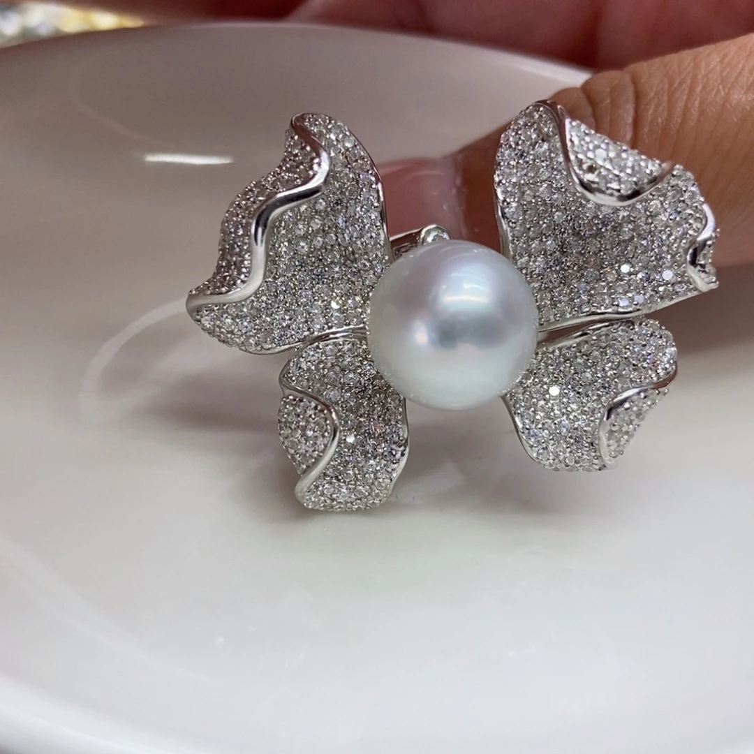 海水珍珠戒指银S925镶嵌