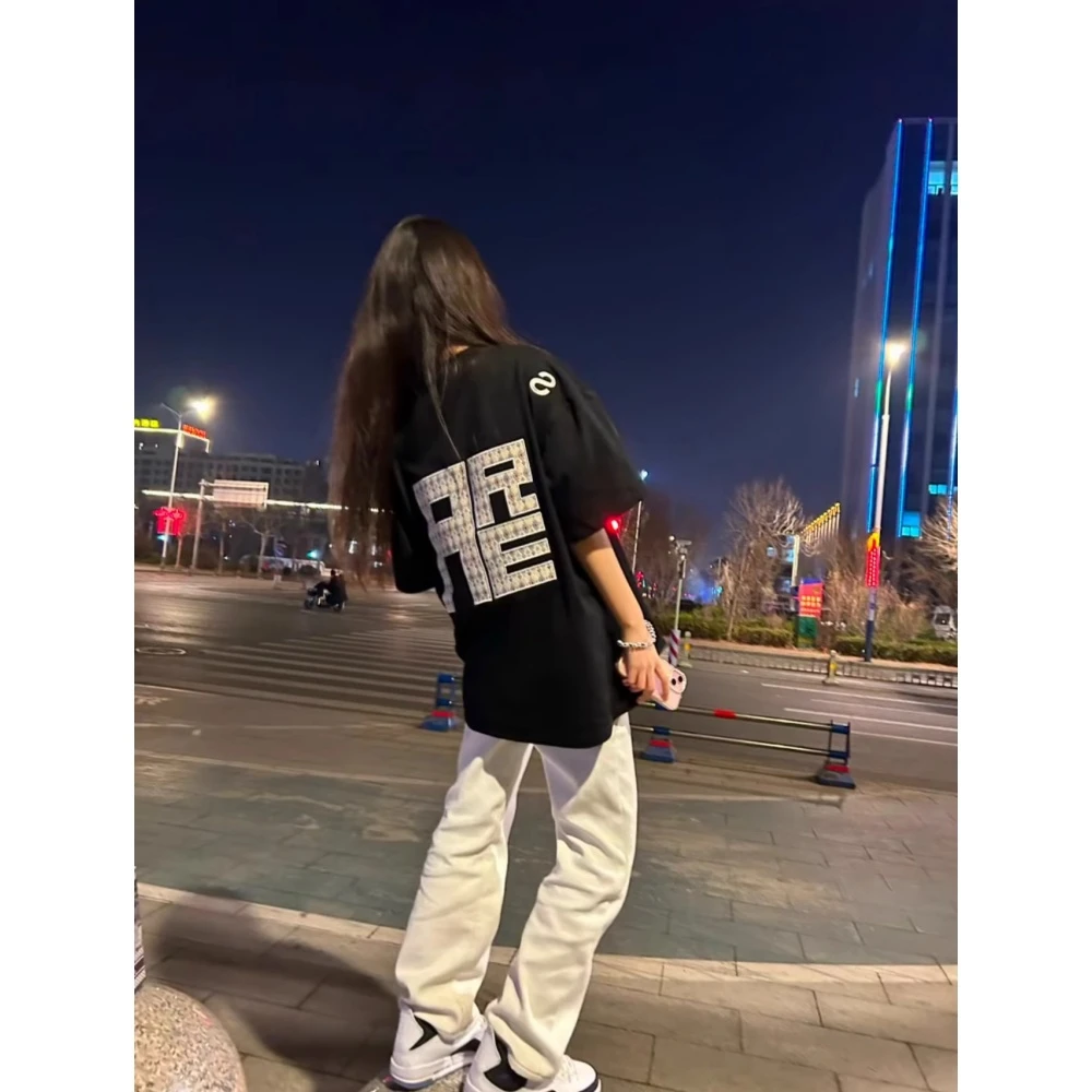 【匡宁】DY07美式潮牌重磅260G纯棉重工刺绣夏短袖T恤宽松上衣男女