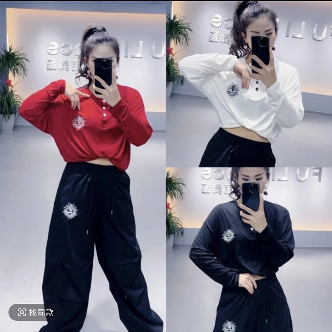 CX508#春季新品弹力棉宽松T显瘦长袖运动网红针织时尚休闲百搭