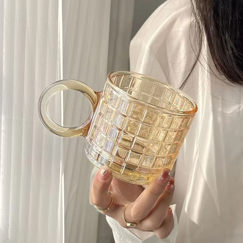 大耳朵玻璃杯小众设计感ins圆环把手玻璃杯高颜值水杯咖啡牛奶杯