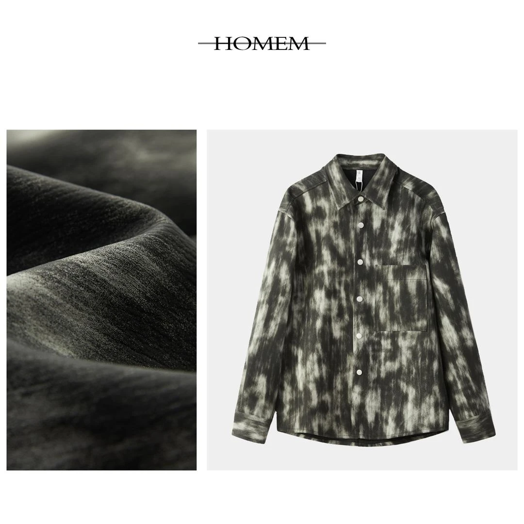 【年末清仓】复古衬衫韩版休闲百搭宽松帅气男士翻领秋季外套6120