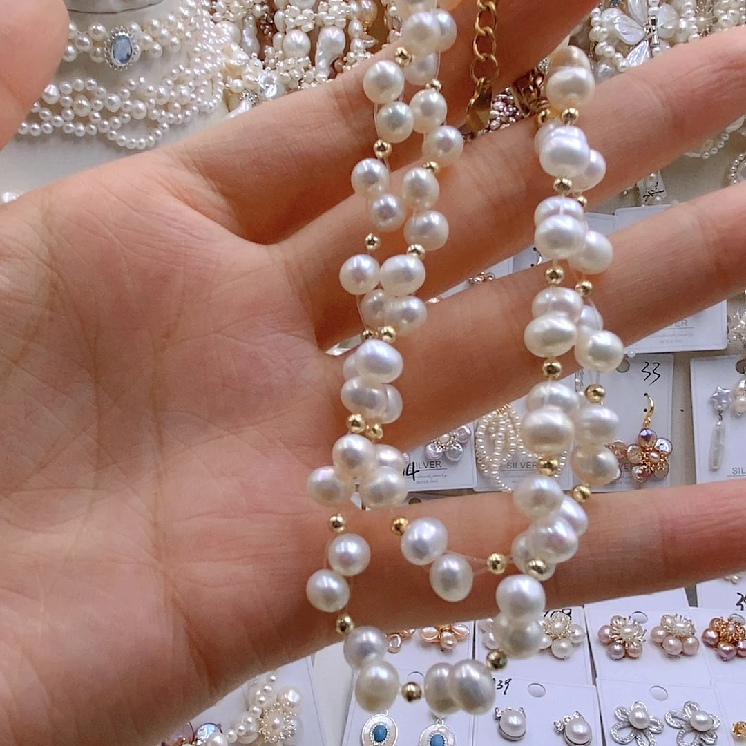 颈饰银S925镶嵌淡水珍珠