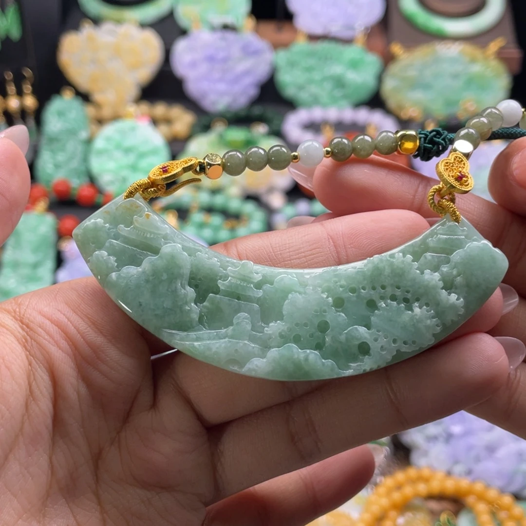 翡翠未镶嵌颈饰代编织