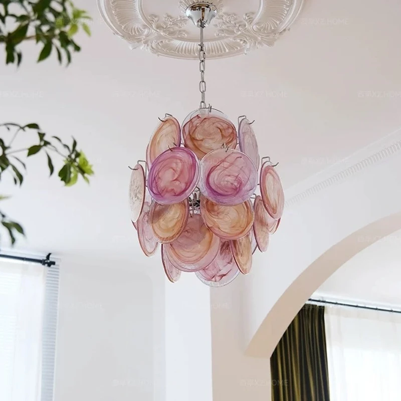 法式复古卧室餐厅吊灯Murano穆拉诺手工幻彩玻璃现代简约吊灯