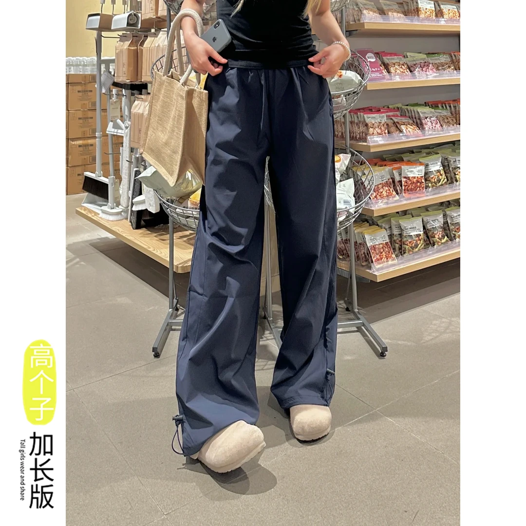 175加长高个子伞兵速干阔腿工装裤女夏季垂坠感美式拖地裤2445