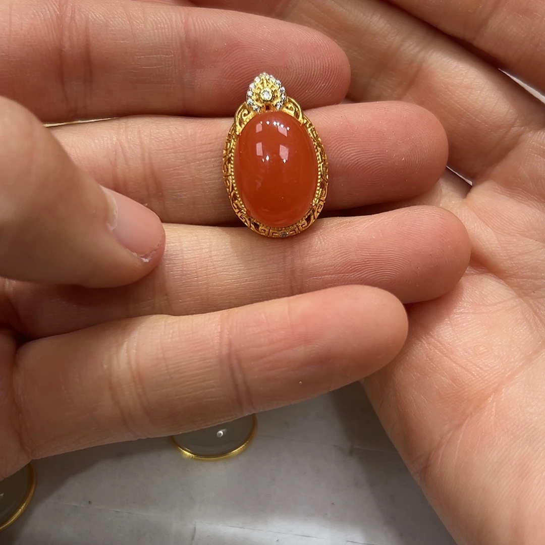 南红玛瑙颈饰银S925镶嵌鱼*鱼