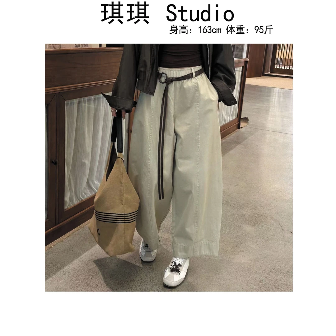 《琪琪家》早秋新款潮流气质时尚带腰带显瘦减龄百搭休闲裤-B