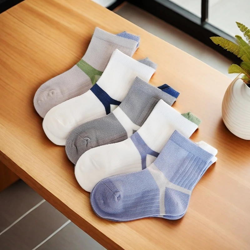 男童袜子春夏透气薄款纯色ins日系吸汗短筒宝宝小学生百搭运动袜