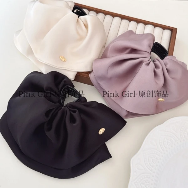 Pink Girl  Z828原创新款纯色马尾抓夹5cm缎面百搭优雅南瓜抓发饰