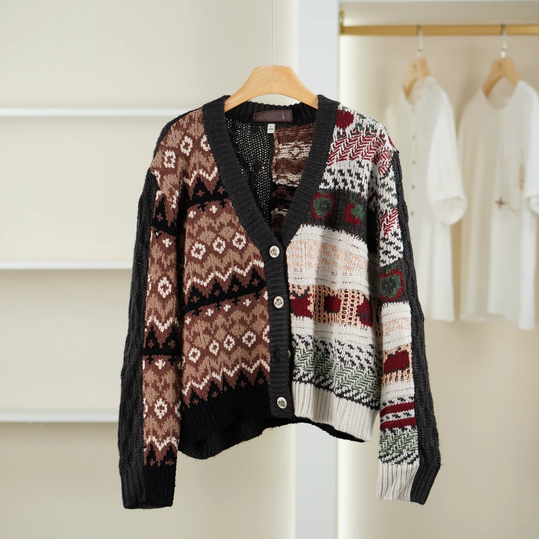 麦迪尚品【丽DS】5090461 秋季时尚复古针织开衫毛衣品牌女装