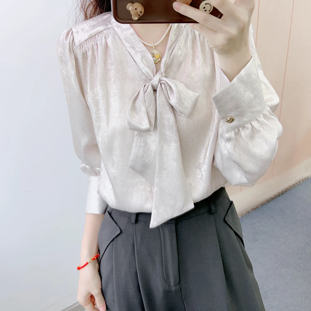232时尚气质洋气法式飘带长袖小衫232/GP