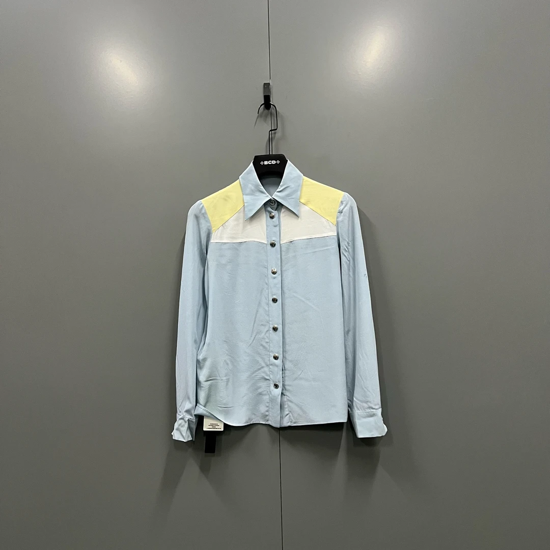 95新 MIU MIU/缪缪 zz49 拼接撞色长袖衬衫 36码/95新/611089