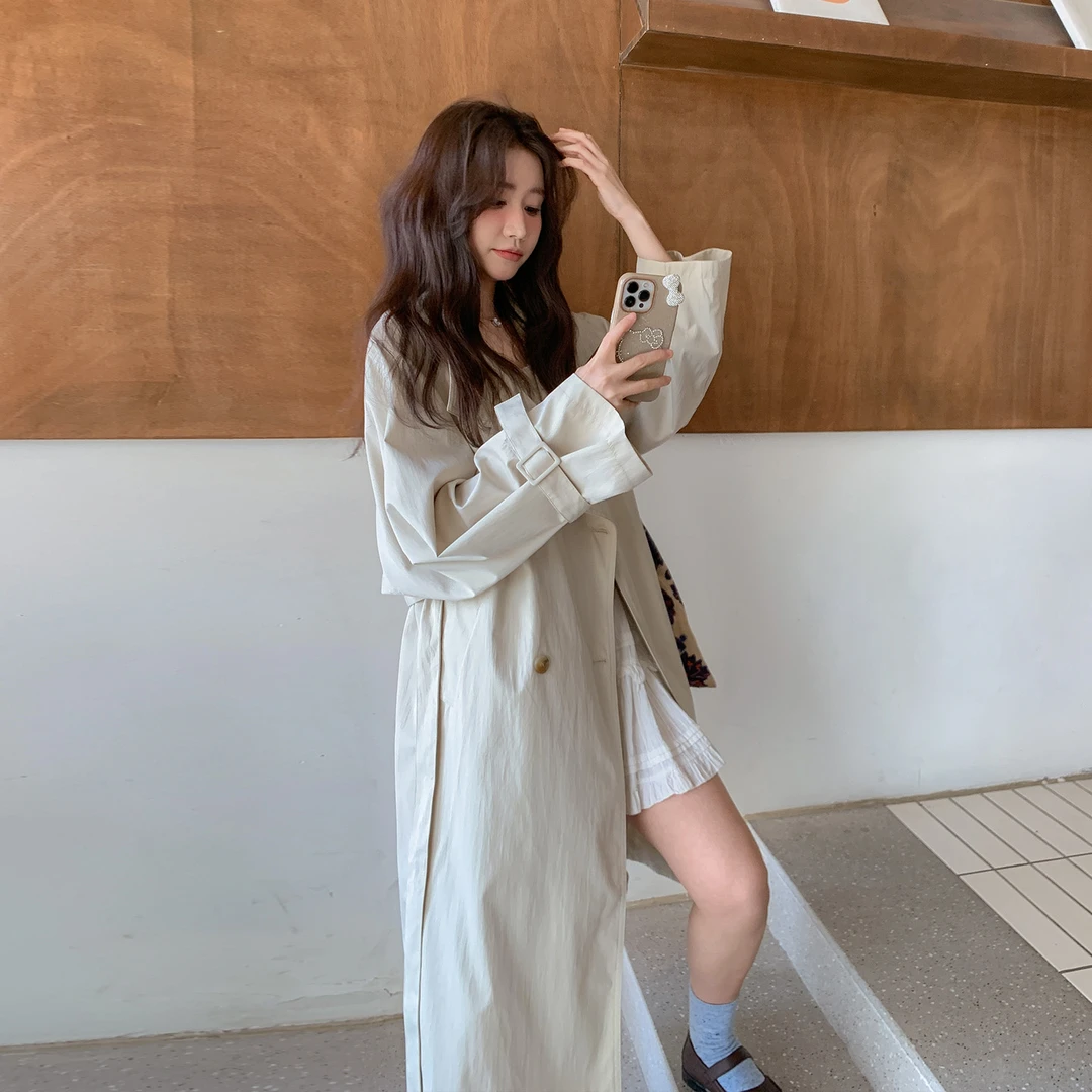 百搭老钱风收腰高级感风衣外套女2025秋款韩系休闲气质中长款大衣