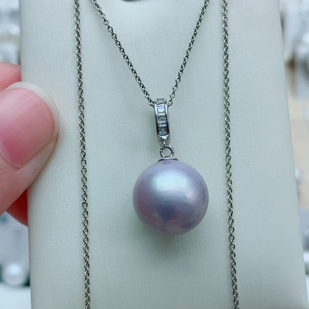 清***文吊坠(赠链)银S925镶嵌淡水珍珠13.2mm