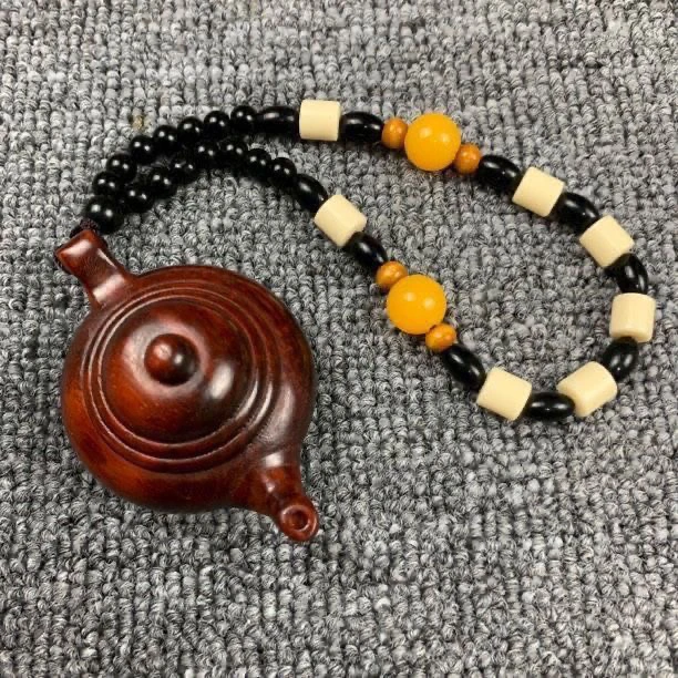 紫檀木雕刻把把壶手把件车挂摆件文玩随身盘玩