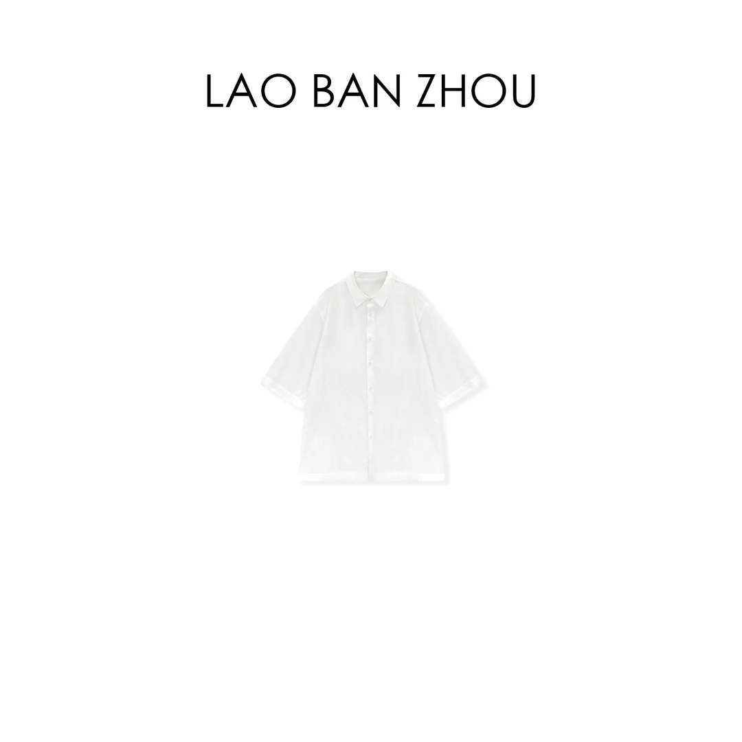 【老板周】日系文艺 春夏复古纯色宽松廓形翻领衬衫