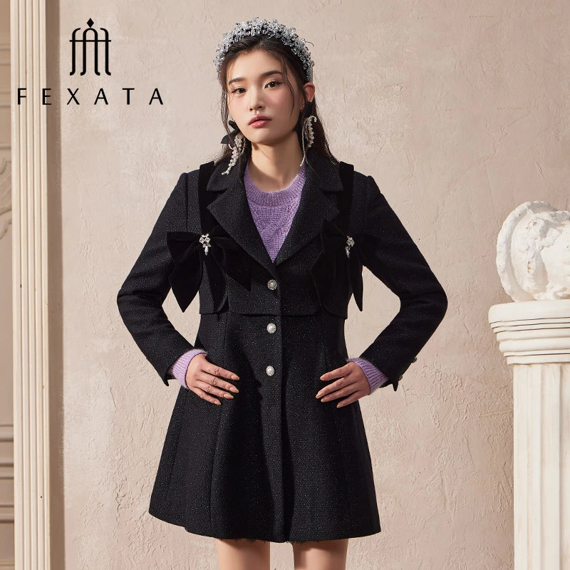 【小朱专属】FEXATA斐格思毛呢外套女西装领加厚女式大衣