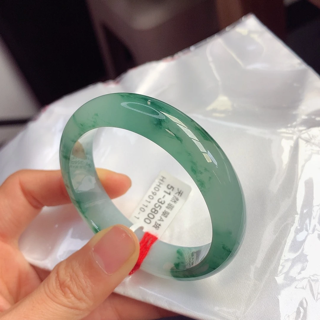未镶嵌手镯翡翠52圈口冰飘花颜值超高28号