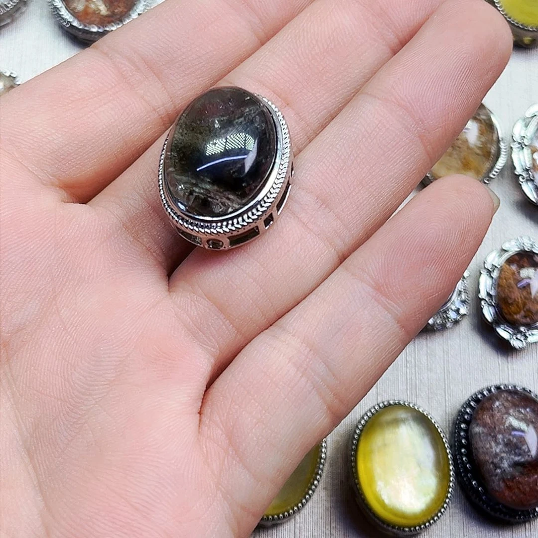 水晶戒指银S800镀金镶嵌*️****