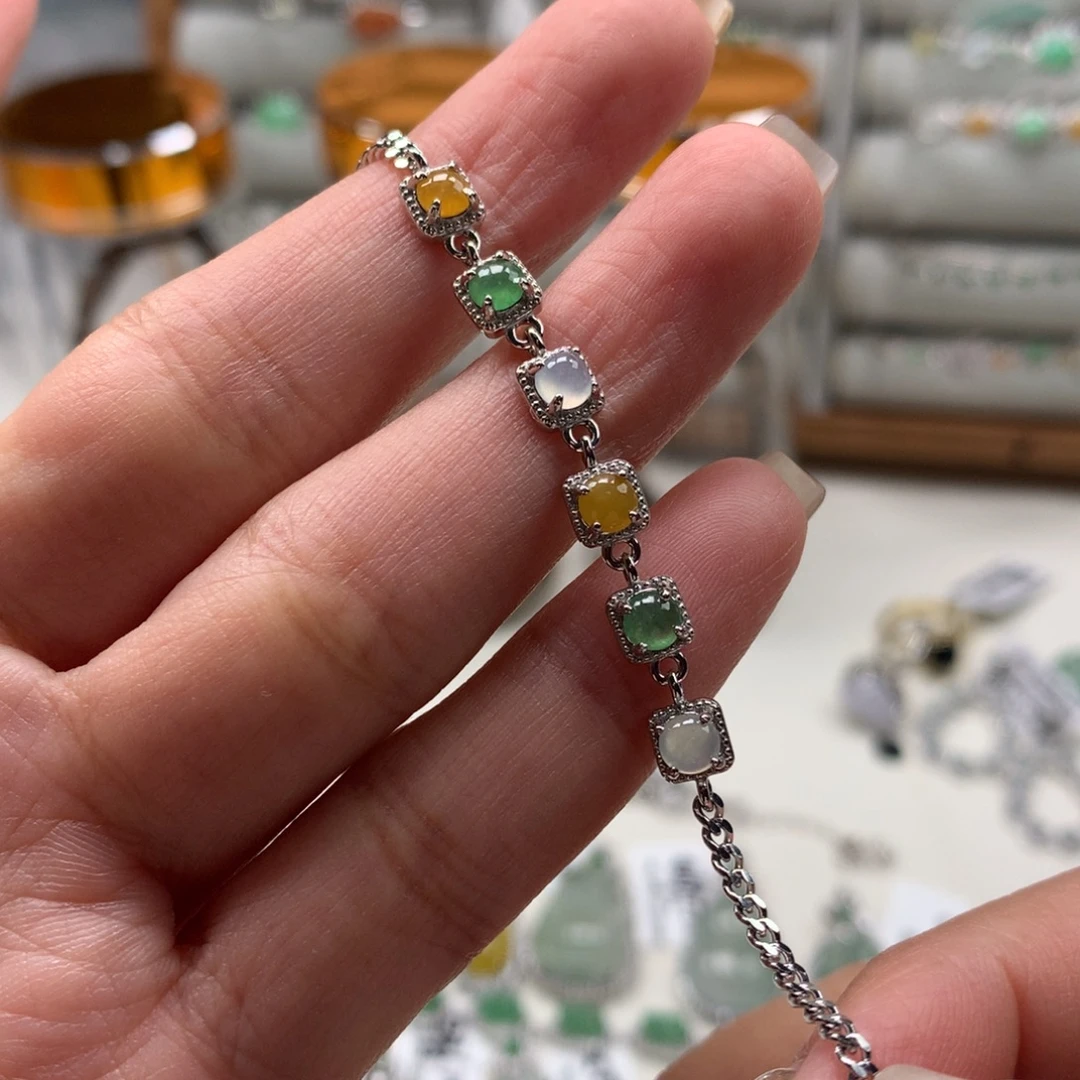 翡翠银S925镶嵌颈饰手链