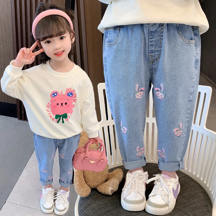 春款牛仔裤2025新款女小宝洋气软牛仔女宝时髦牛仔裤286休闲裤子