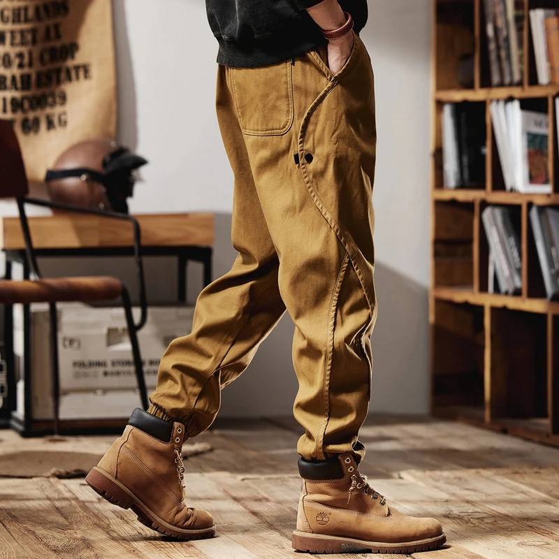 Cebrodz高端工装裤男秋季加绒宽松美式复古休闲裤束脚裤