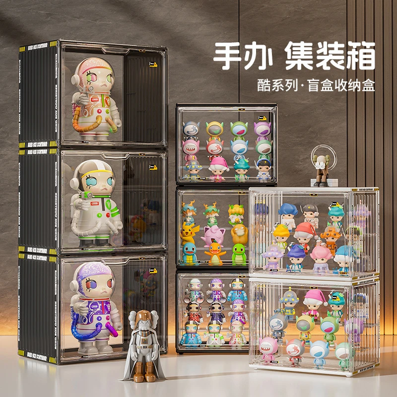 盲盒收纳展示架盲盒置物架子防尘手办收纳盒乐高透明收纳摆柜阶梯