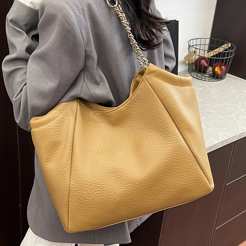 大容量通勤大包包女2025秋季新款时尚休闲托特包高颜值洋气链条包