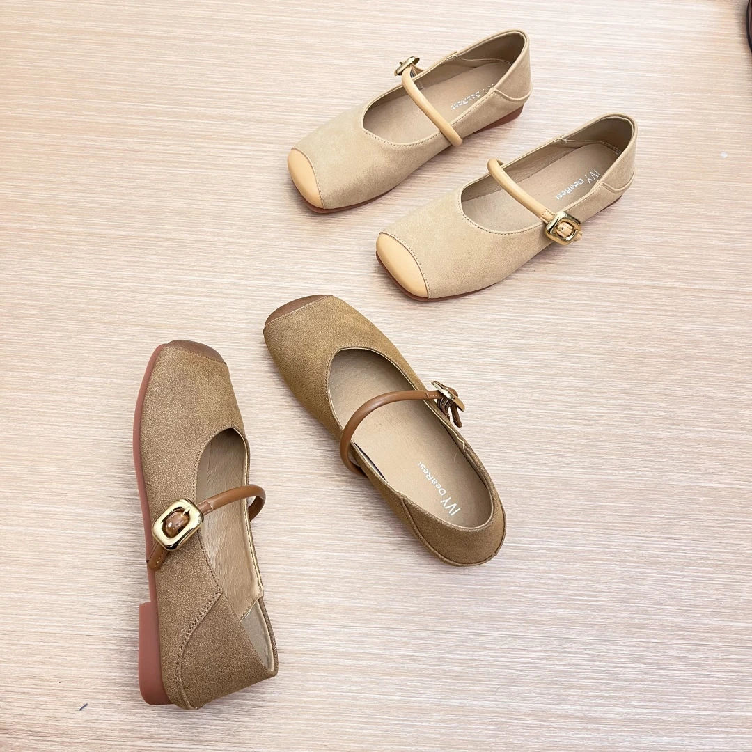 复古方头玛丽珍女鞋平底高级感洋气浅口春季新款2025爆款软底单鞋