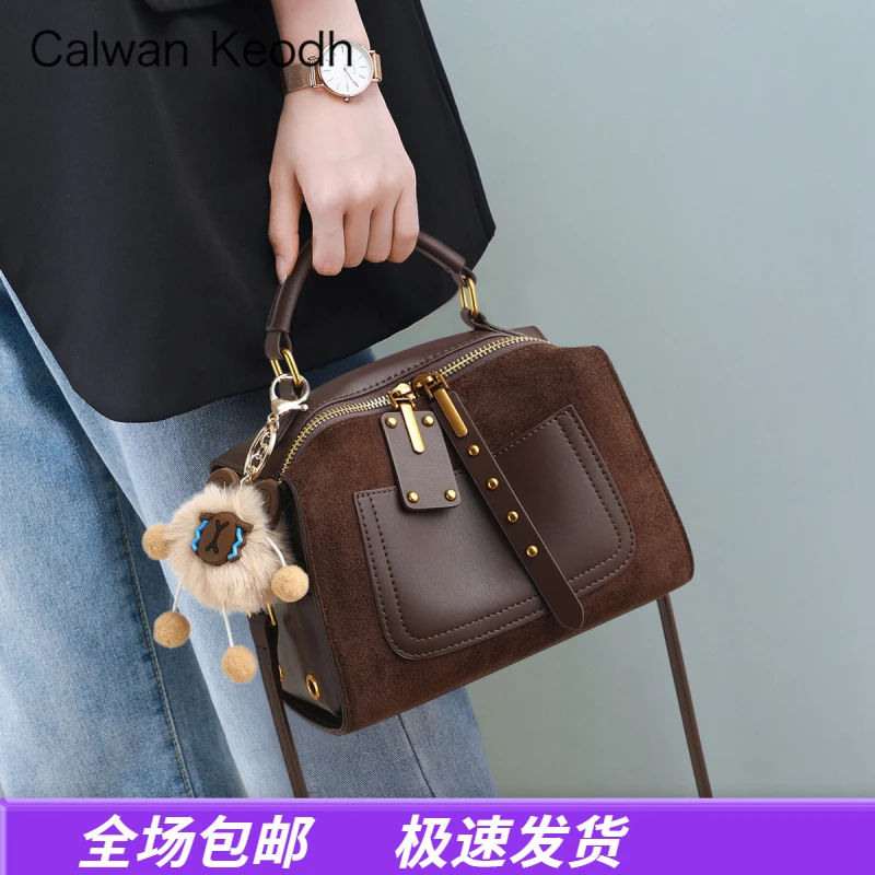 Calwan Keodh真皮包包女包复古风百搭斜挎包生日圣诞礼物送女生