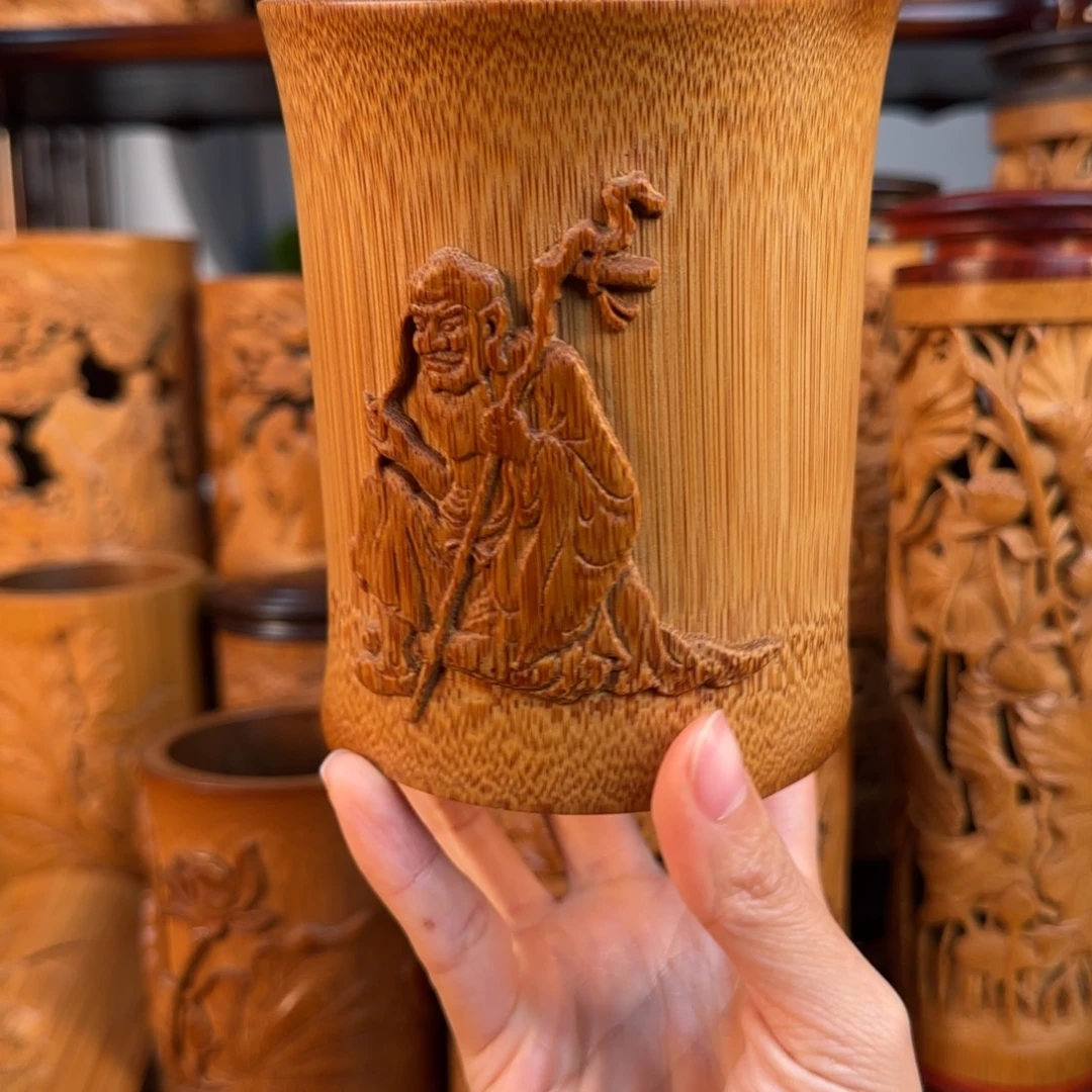 手工竹雕长眉罗汉