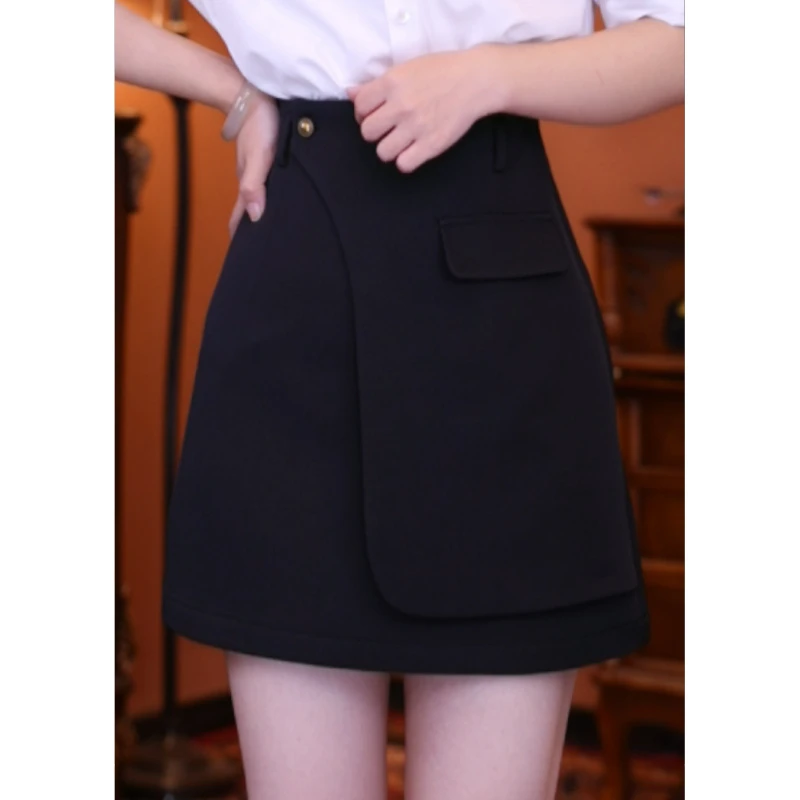 牧子【舒适区】复古百搭显瘦高腰女装短裙01564