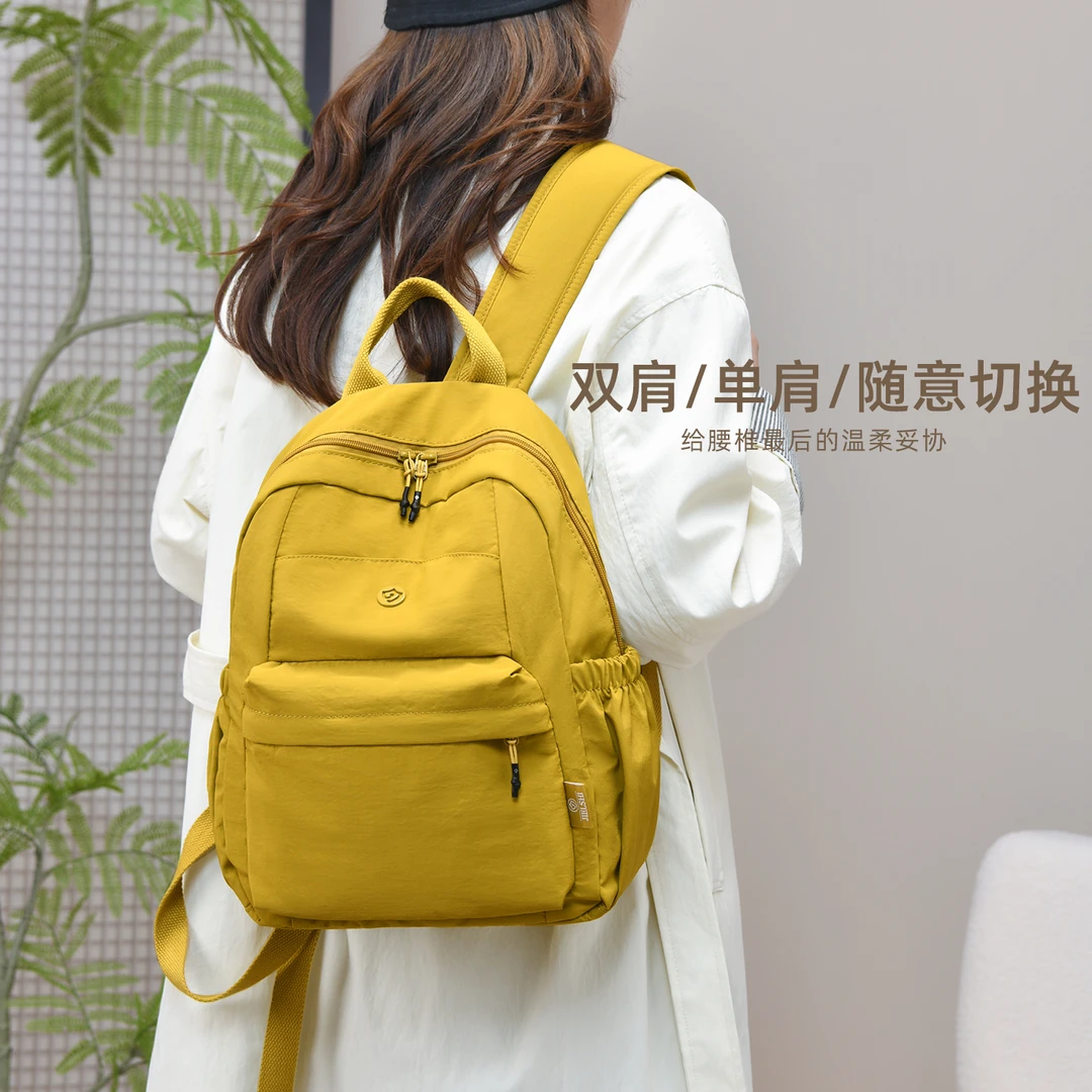 时尚简约帆布包女大容量学生书包户外旅游牛津布双肩包轻便女背包