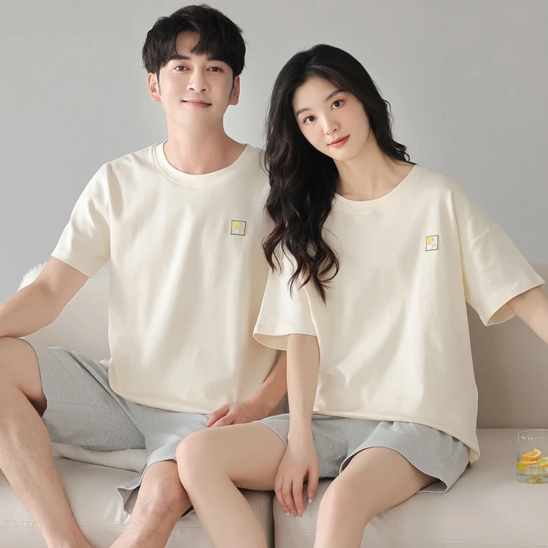 情侣睡衣女夏季棉质短袖2025年新款套装男士休闲宽松家居服可外穿