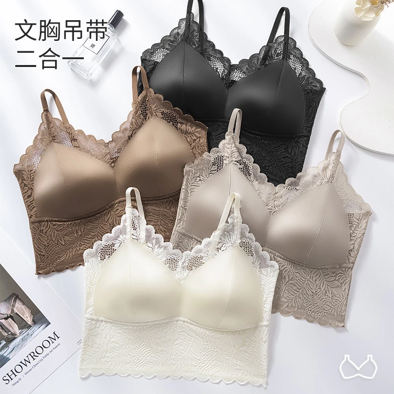 性感蕾丝一片式运动吊带背心内搭薄款美背舒适打底透气夏季无痕