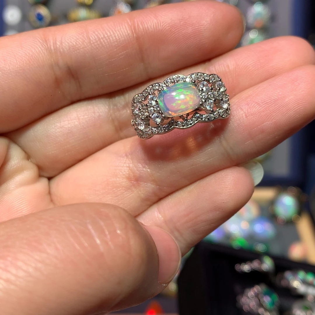 欧泊戒指款式银S925镶嵌