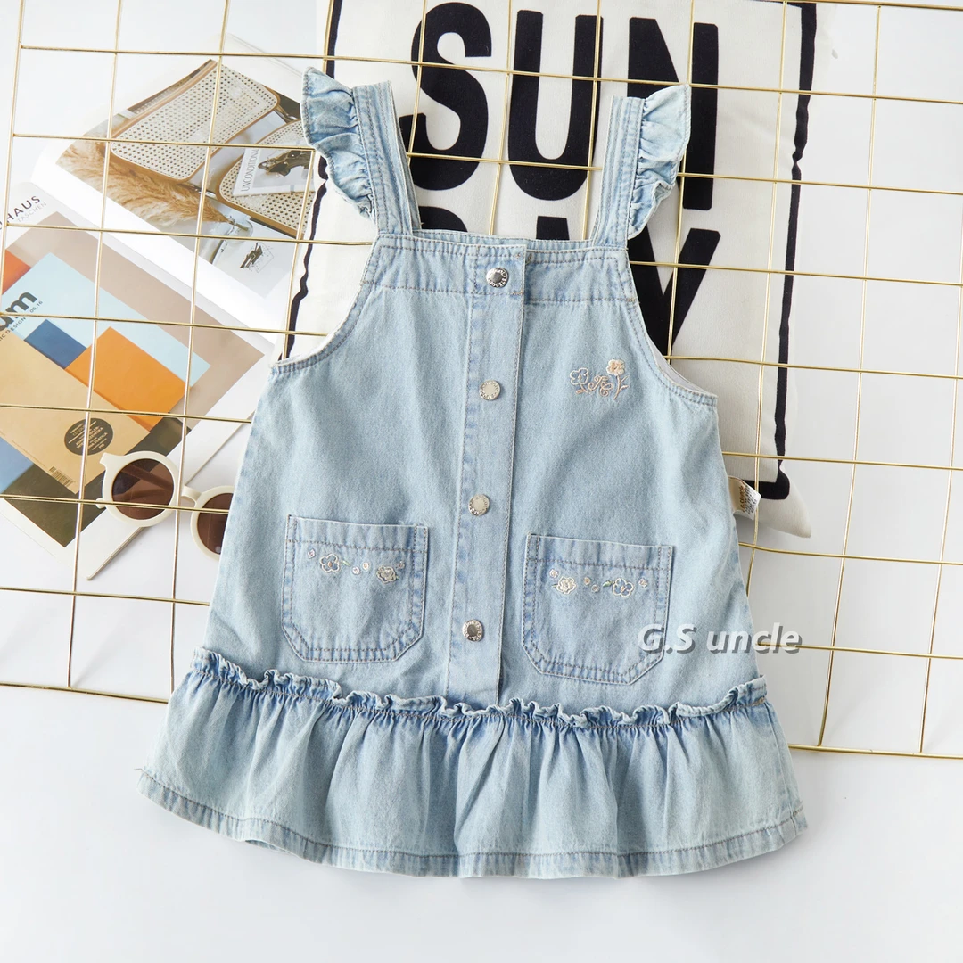 1【蓝蝶雨】H25111儿童女宝背带裙新款百搭洋气可爱