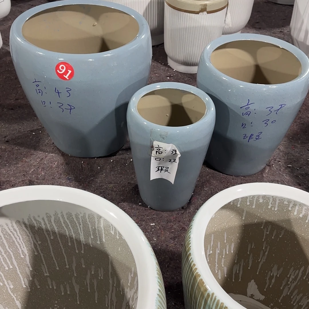 灰蓝苹果一套三个花盆