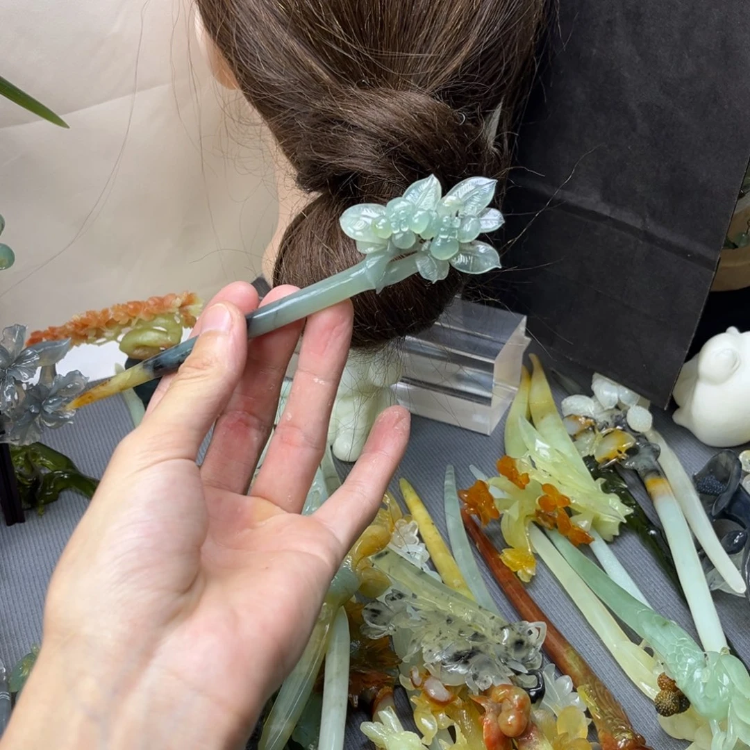 蛇纹石玉合金发饰