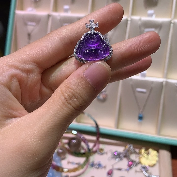 银S925镶嵌颈饰紫晶不返运费