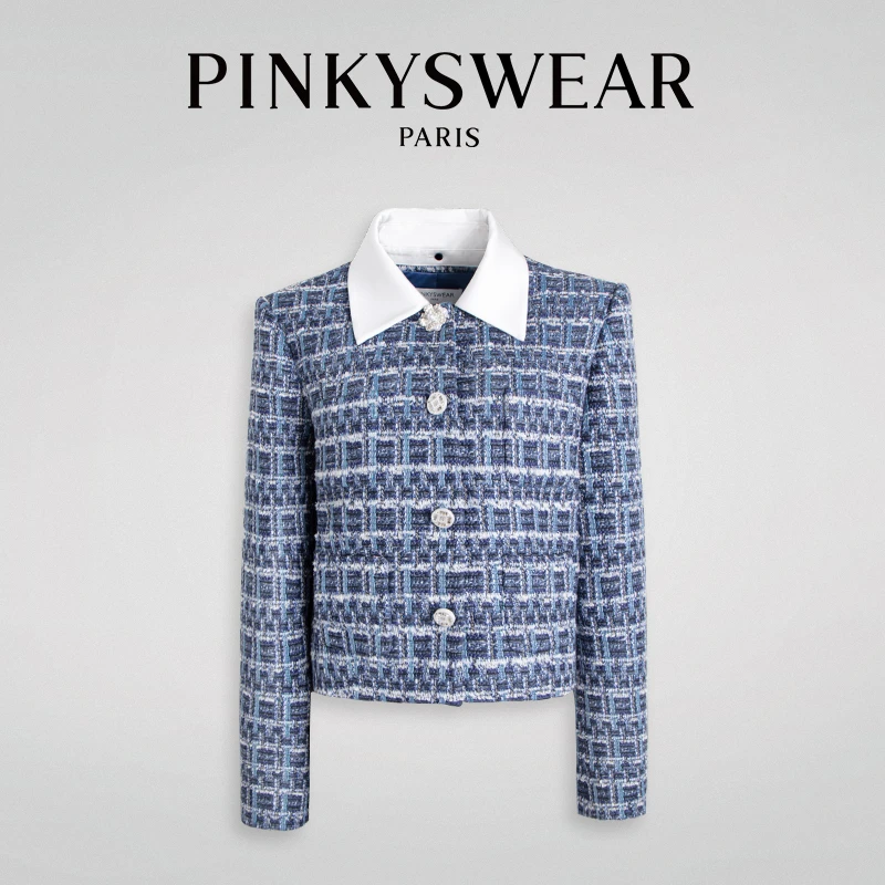 【画界】PinkySwear名媛小香风白领时尚粗花呢外套WT7601贝壳衫
