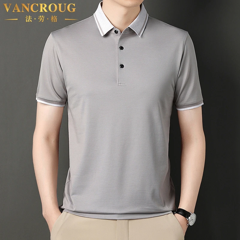 VANCROUG/法劳格polo衫男士夏季美式商务休闲撞色翻领宽松舒适T恤