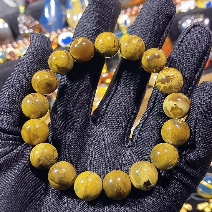 琥珀未镶嵌珠宝奇石根珀手串12