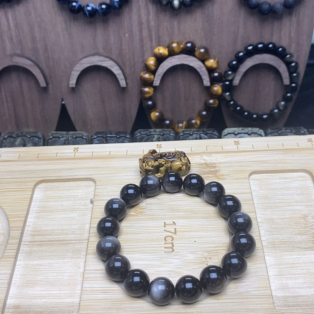 黑曜岩未镶嵌手串在****啪
